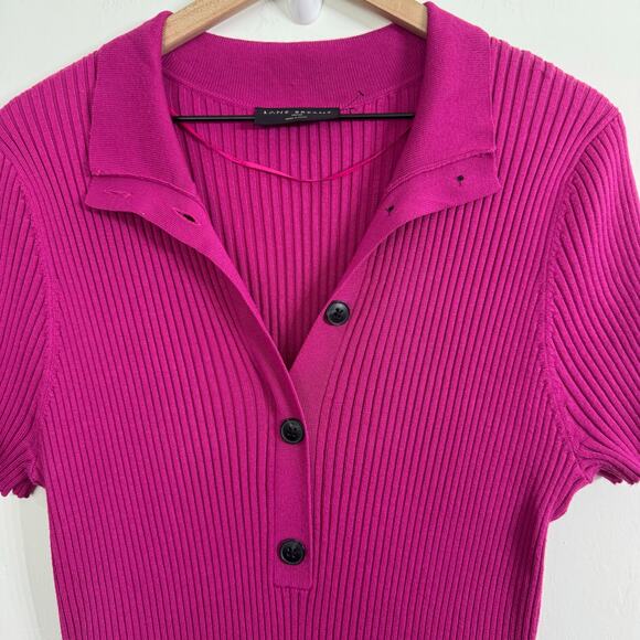 Lane Bryant Short Sleeve Polo Rib Sweater Dress Fuchsia Purple Size 18/20 - Picture 3 of 10